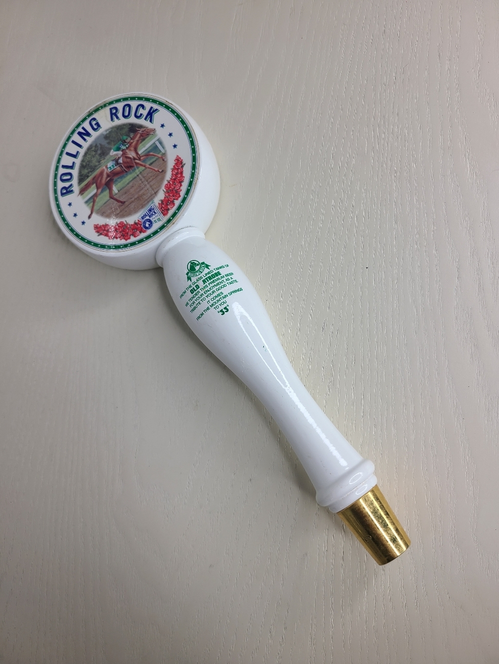 RARE Rolling Rock Horse Racing Beer Tap Handle Latrobe PA Bar Decor